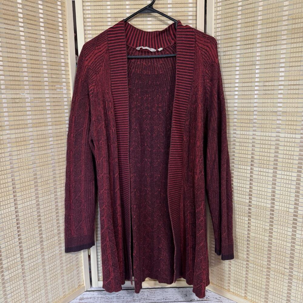 Soft Surroundings Sweater Women's Size Large Red Open Front Cardigan